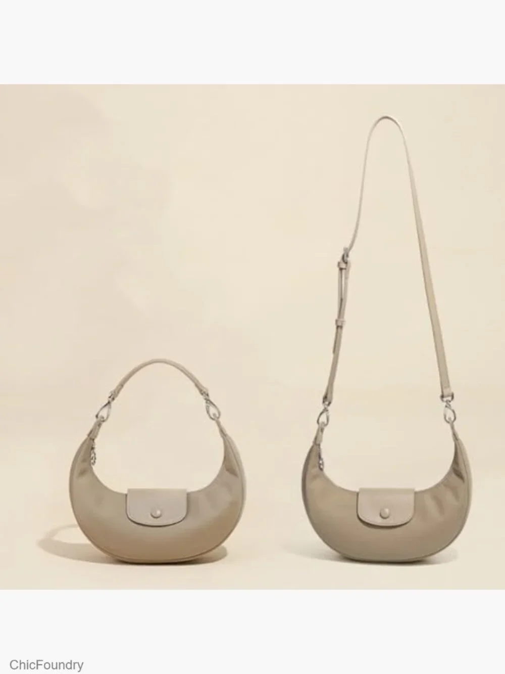 Lightweight Nylon Crescent Moon Hobo Bag - Shoulder Crossbody